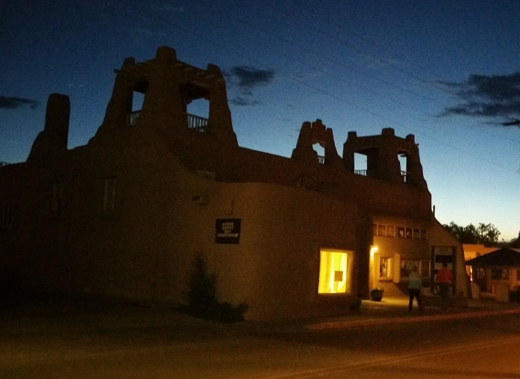 Taos building at night